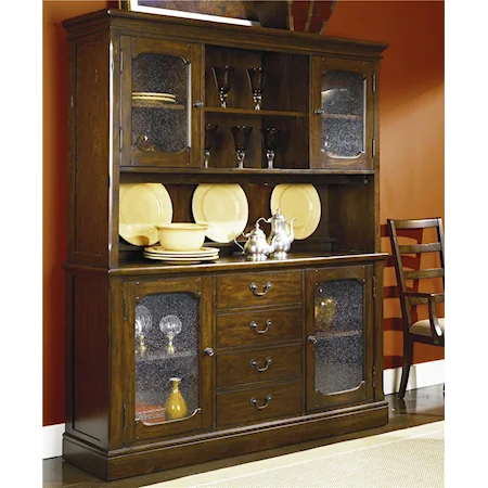 China Cabinet with Textured Glass Front Doors and Drawer Storage